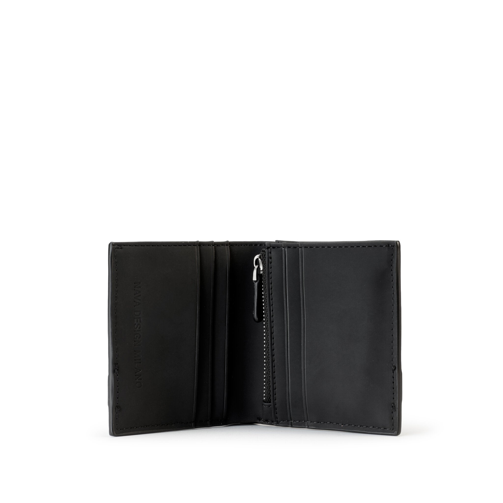 EASY ADVANCE LEATHER PORTAFOGLIO IN PELLE 4 TASCHE PORTA CC E PORTAMONETE CON RFID NERO NOTTE