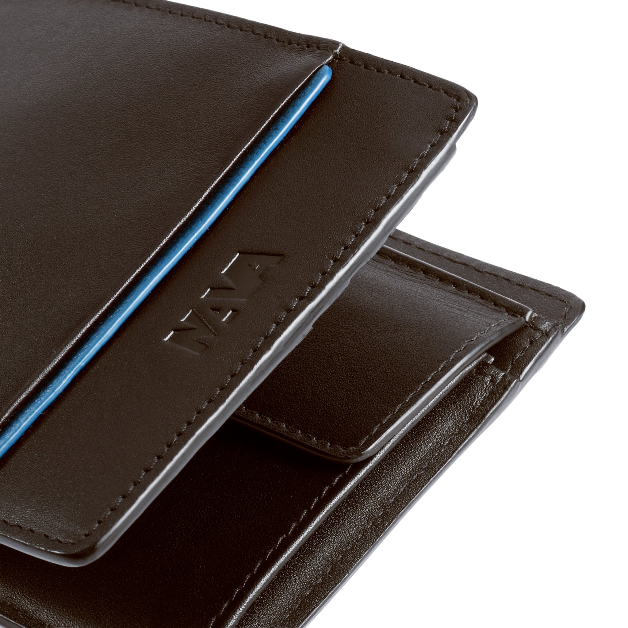 METRO WALLET 4 POCKETS CARD HOLDER AND COIN PURSE WITH RFID BROWN/BLUE
