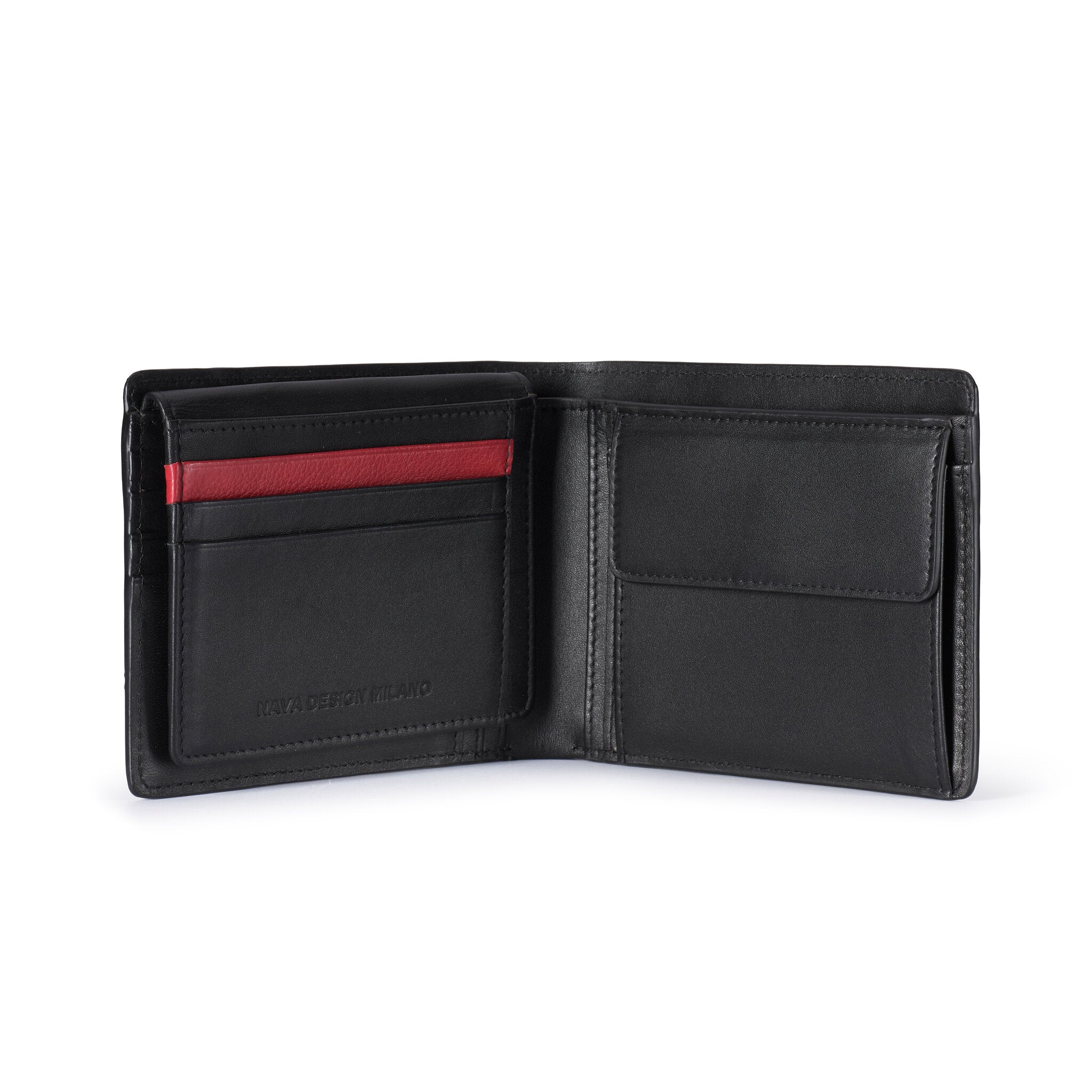 METRO PORTAFOGLIO 7 TASCHE PORTA CC PORTAMONETE 2 COMPARTI CON RFID NERO/RED