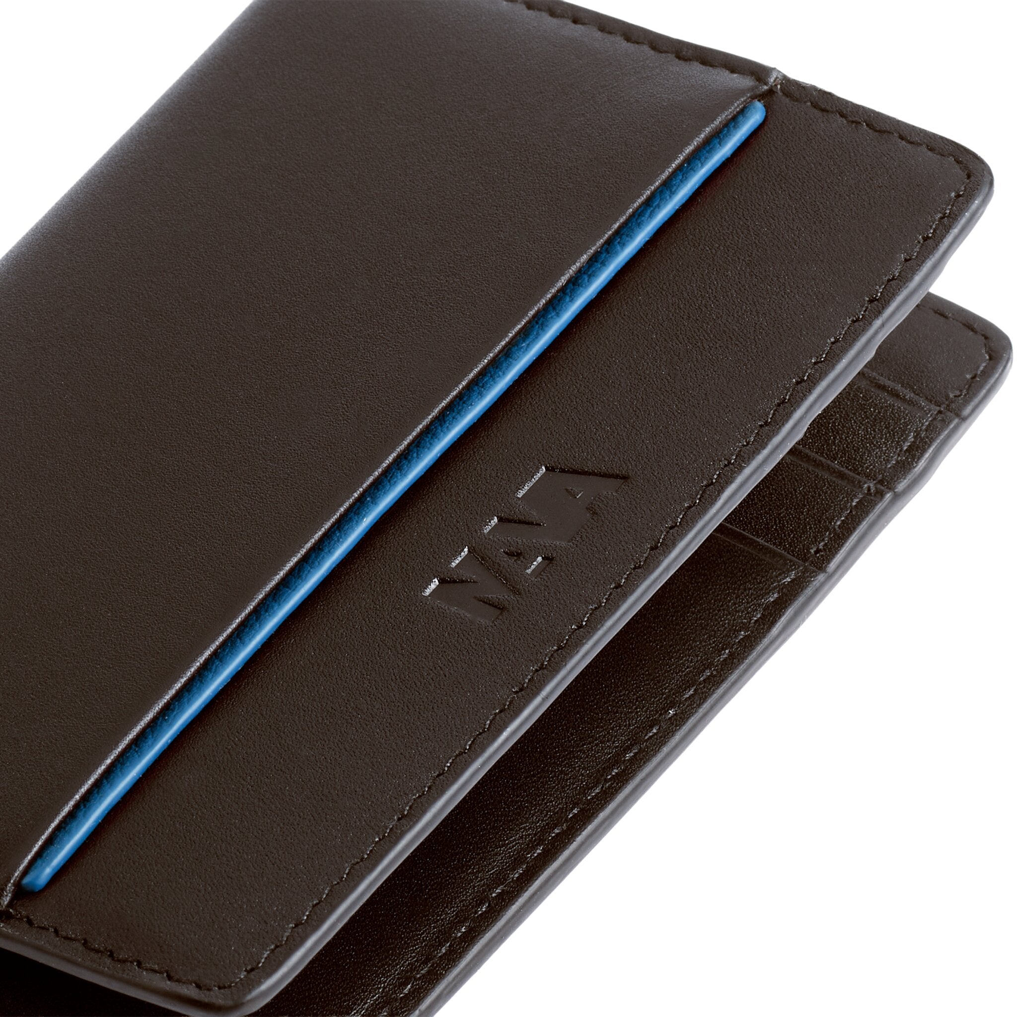 VERTICAL POCKET METER WITH 6 RFID CC POCKETS BROWN/BLUE