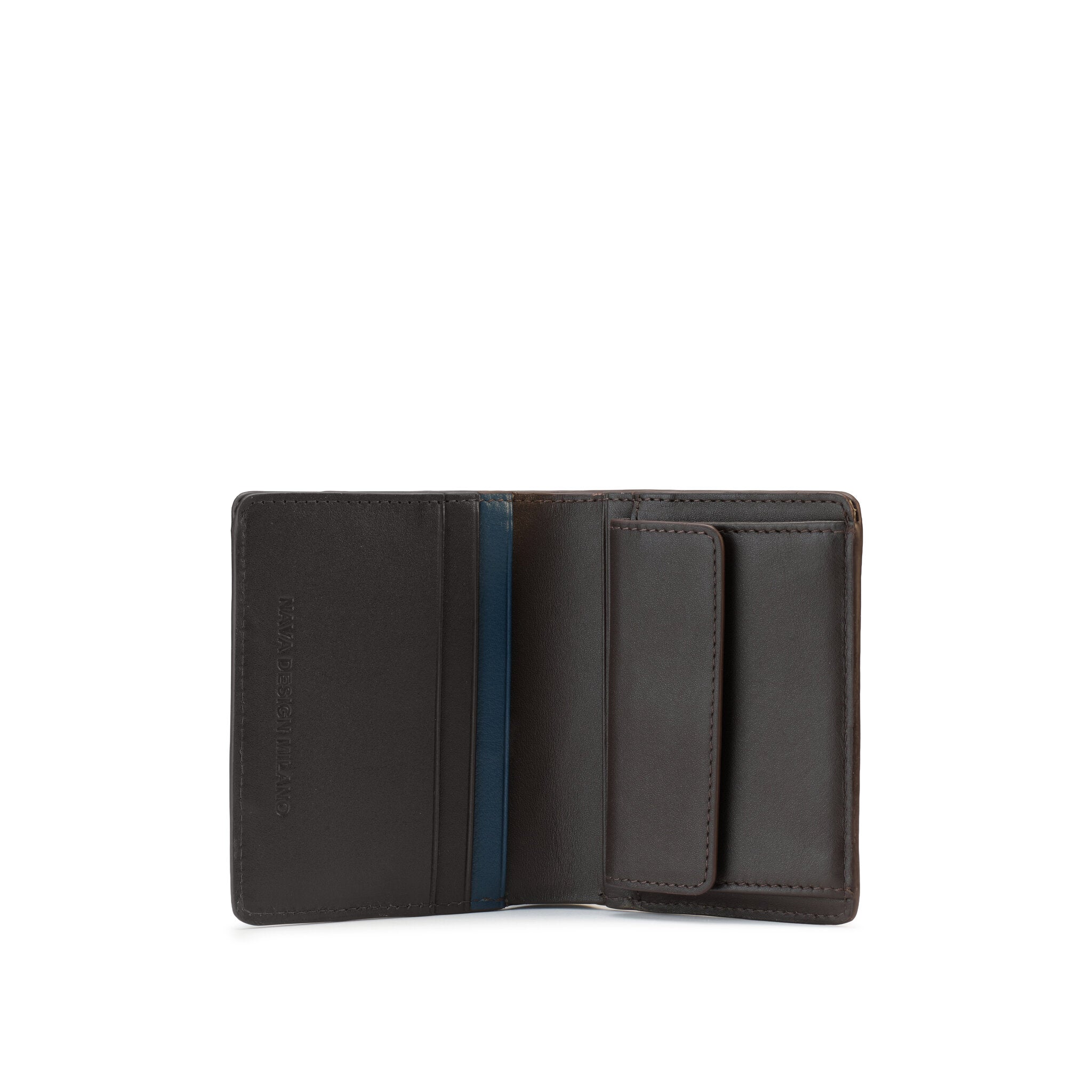 METRO PORTA CARTE DI CREDITO, 5 TASCHE E PORTAMONETE CON RFID MARRONE/BLU