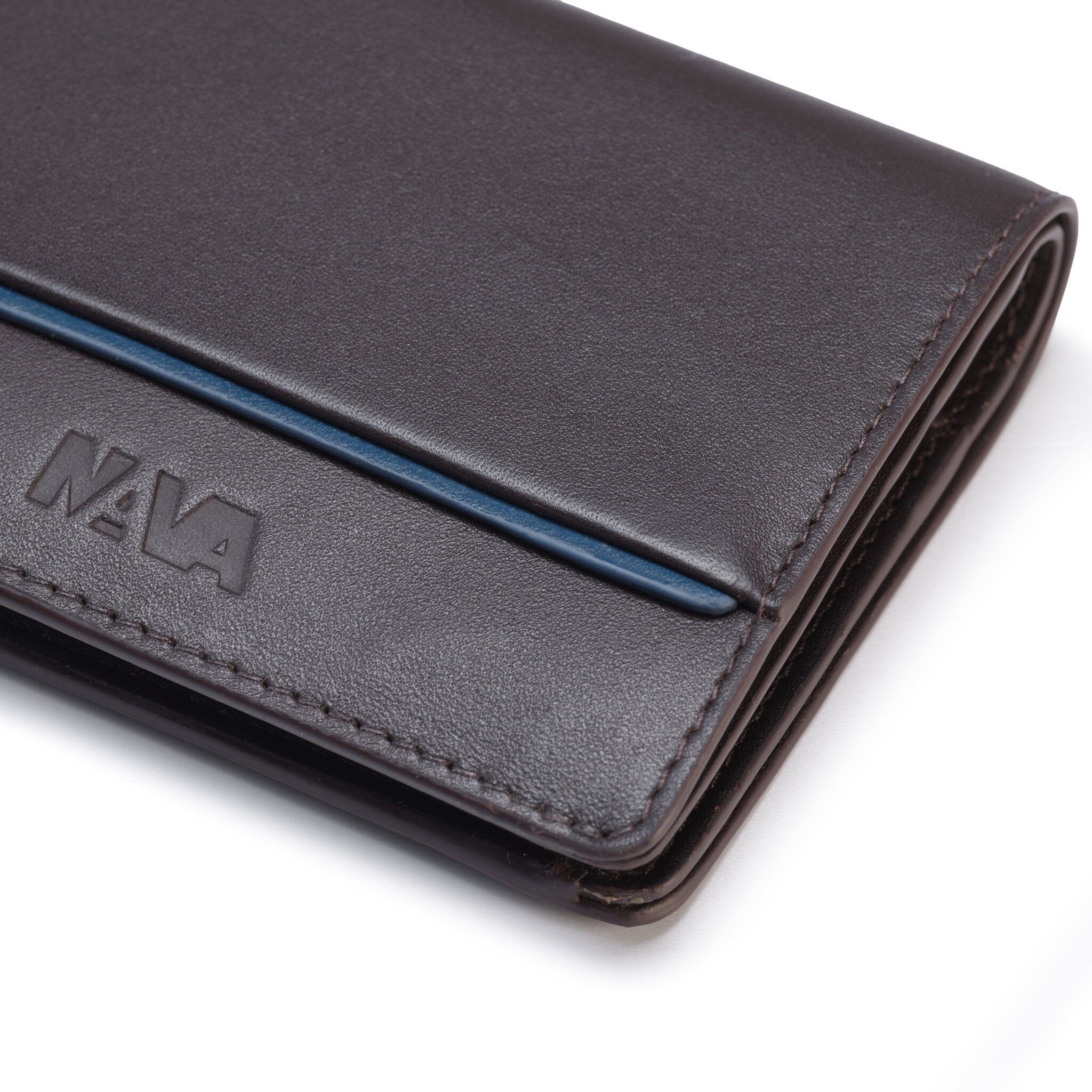 METRO PORTA CARTE DI CREDITO, 5 TASCHE E PORTAMONETE CON RFID MARRONE/BLU