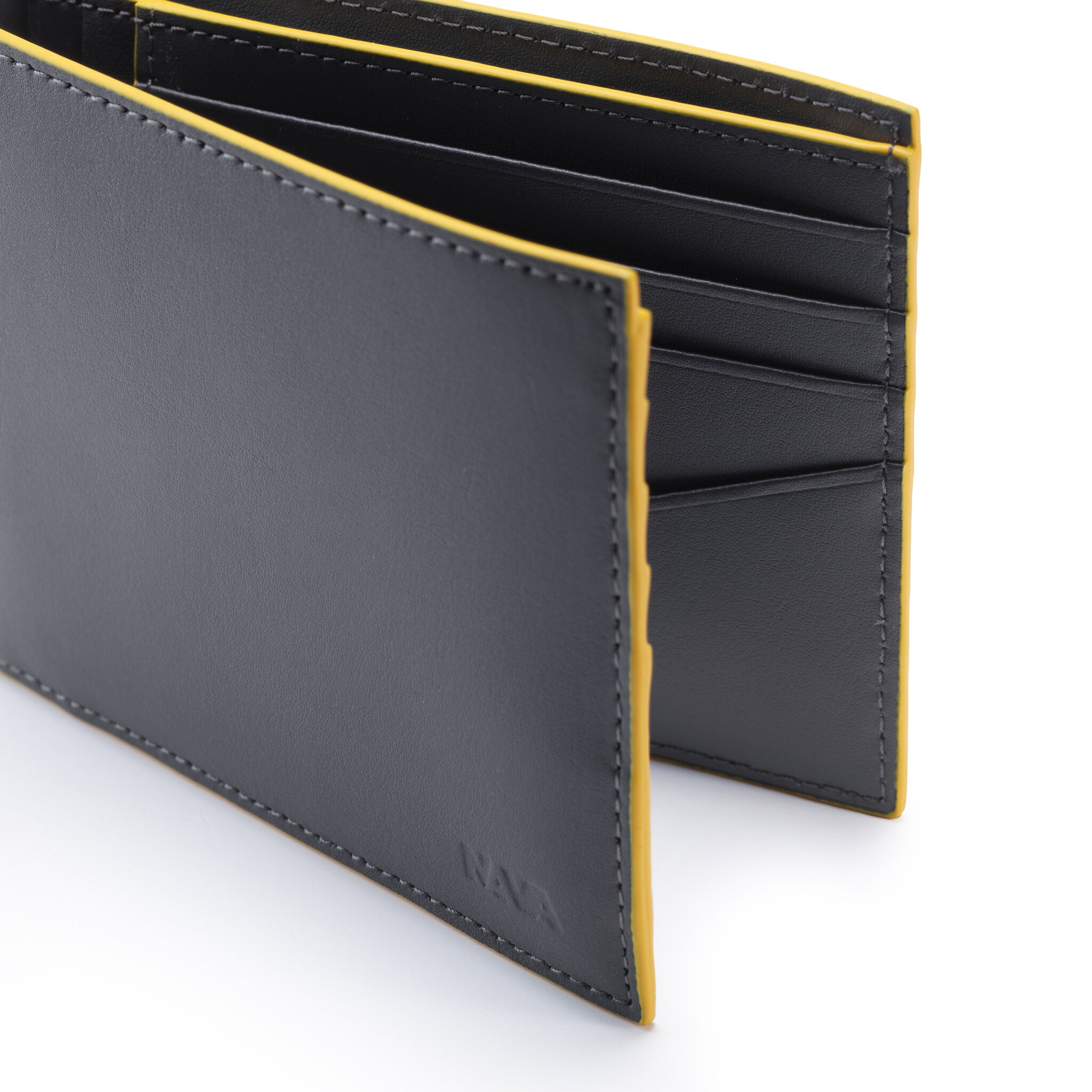 METRIC PORTAFOGLIO IN PELLE 8 CC E SCHERMATURA RFID GREY/YELLOW