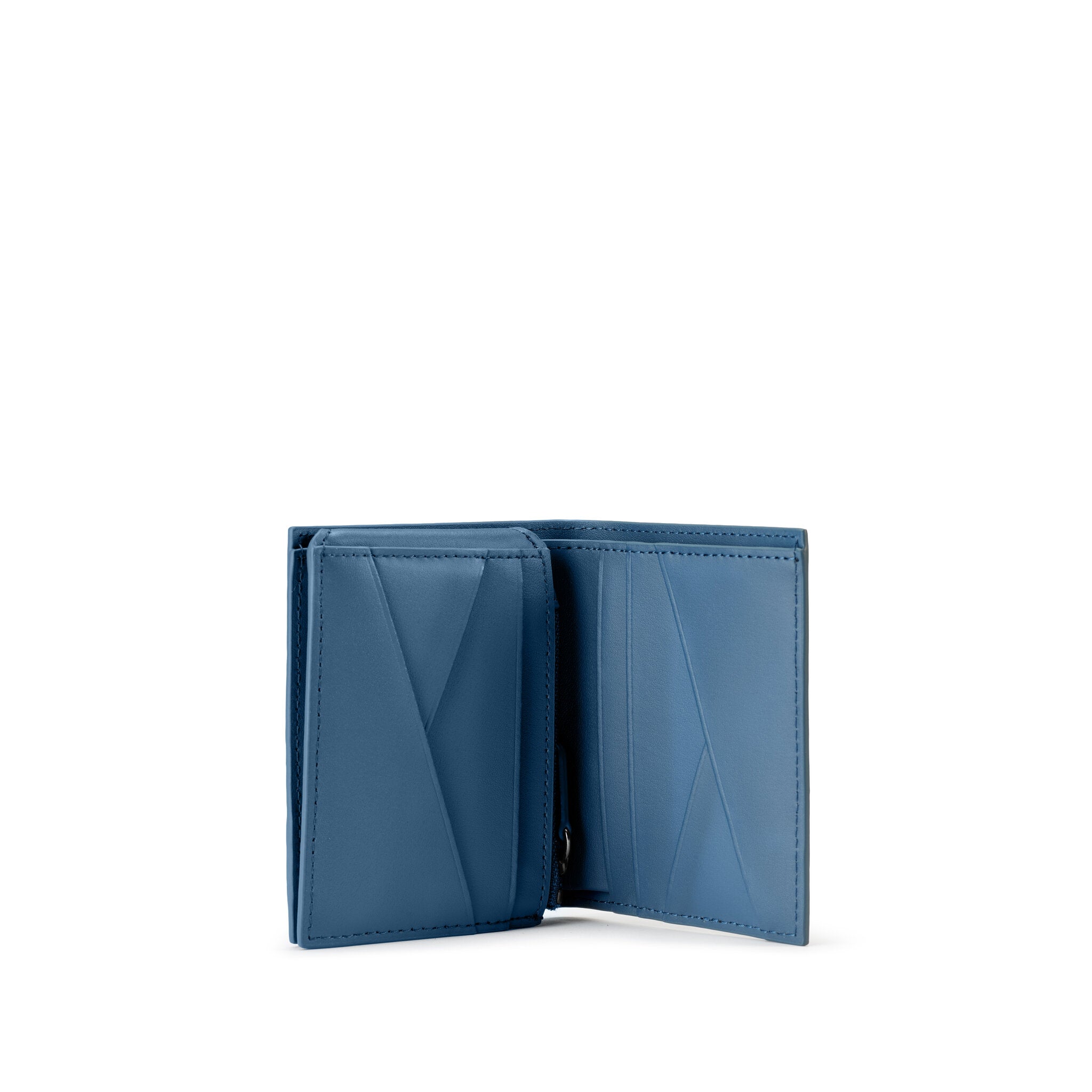 METRIC PORTAFOGLIO IN PELLE CON RIBALTINA VERTICALE, 9 CC E SCHERMATURA RFID BLU STELLAR