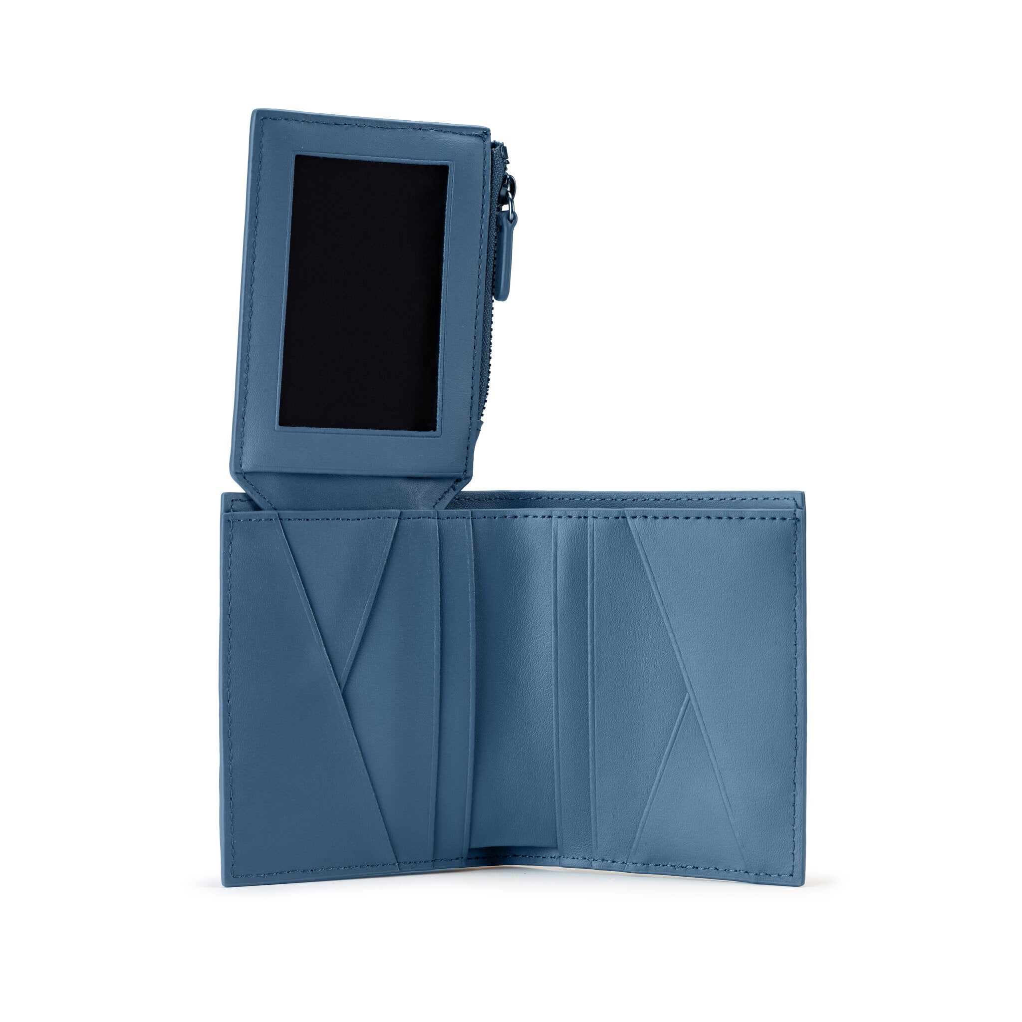 METRIC PORTAFOGLIO IN PELLE CON RIBALTINA VERTICALE, 9 CC E SCHERMATURA RFID BLU STELLAR
