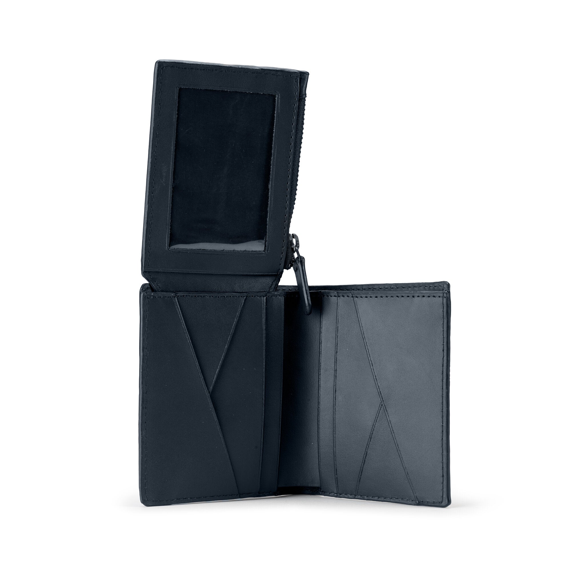 METRIC PORTAFOGLIO IN PELLE CON RIBALTINA VERTICALE, 9 CC E SCHERMATURA RFID BLU