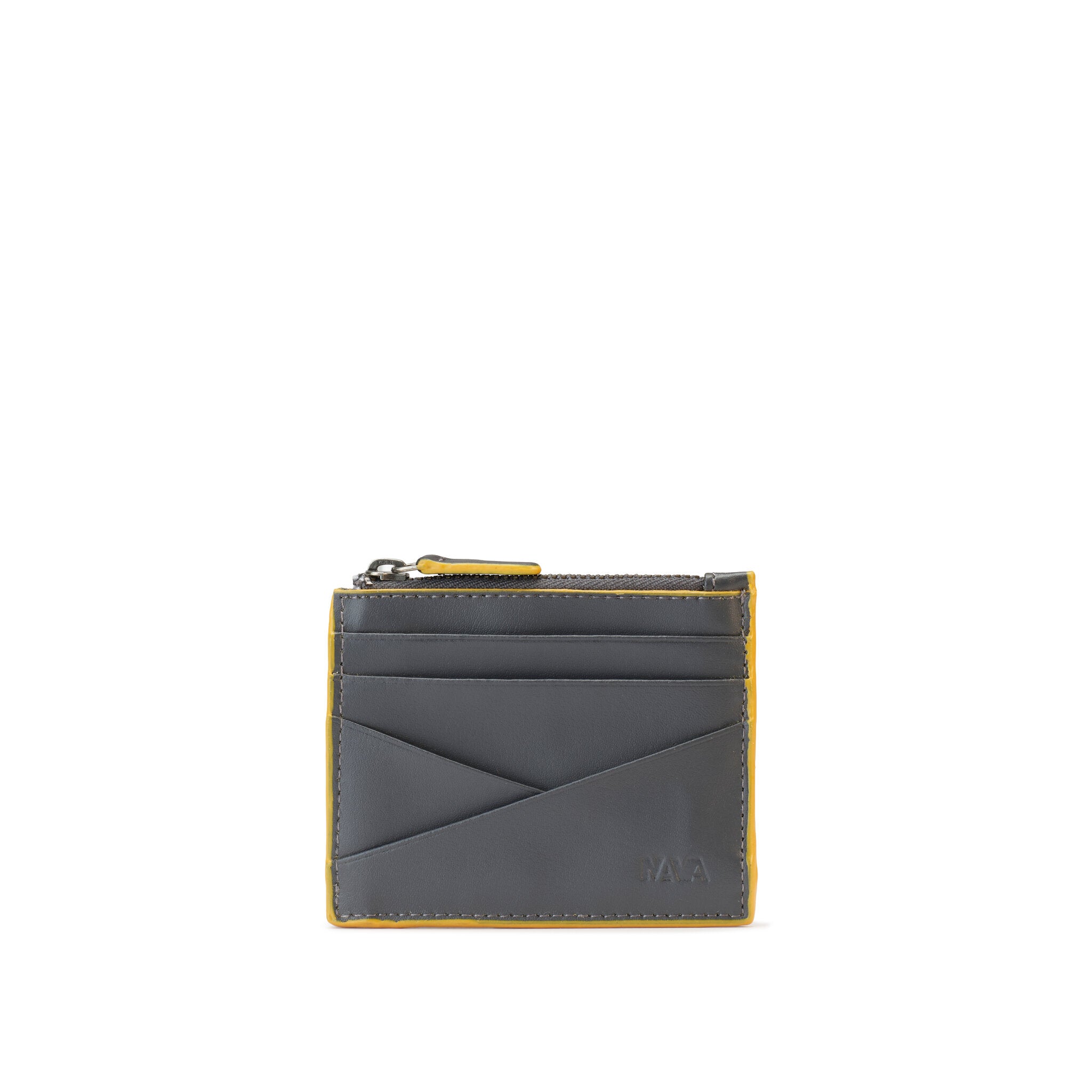 METRIC PORTA CARTE DI CREDITO IN PELLE CON 6 CC, PORTAMONETE E SCHERMATURA RFID GREY/YELLOW