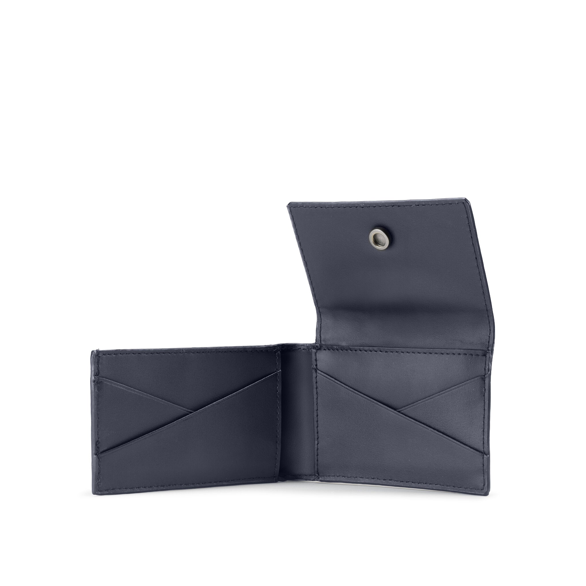 METRIC PORTA CARTE DI CREDITO IN PELLE CON PATELLA E BOTTONE, 6 CC E SCHERMATURA RFID BLU