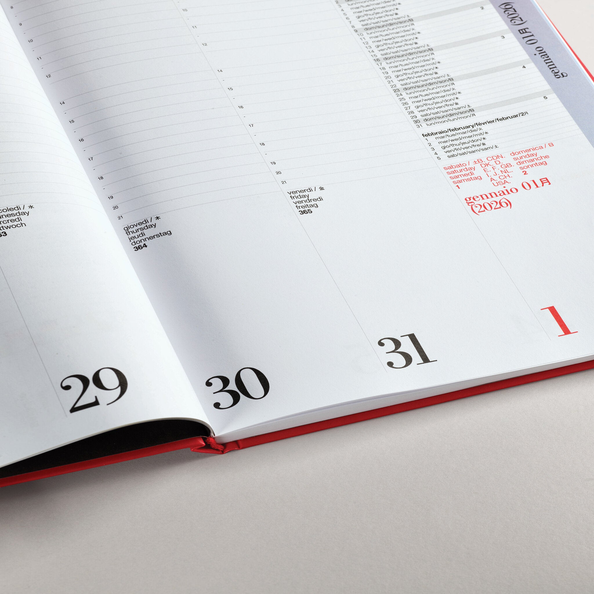 SETTEGIORNI AGENDA SETTIMANALE SETTEGIORNI ROSSO