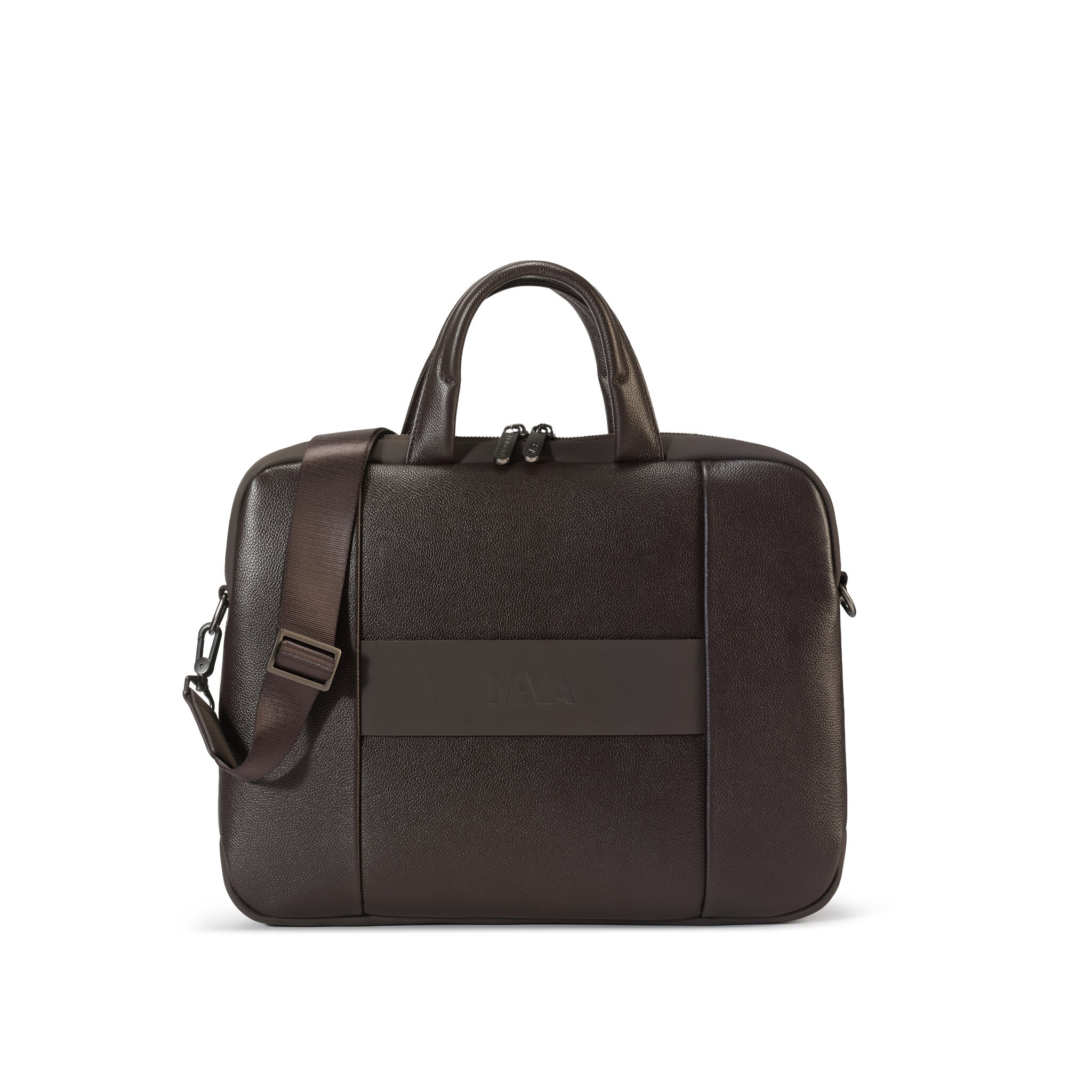 EASY ADVANCE LEATHER CARTELLA BRIEFCASE SLIM DUE MANICI, 1 COMPARTO COFFEE