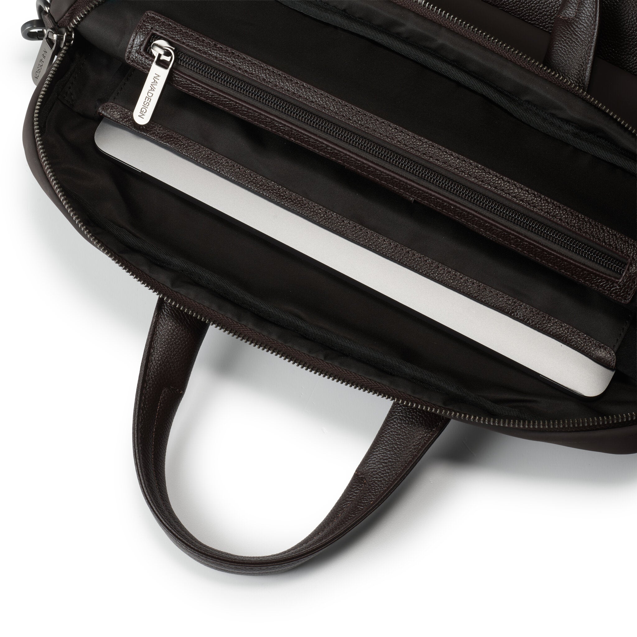 EASY ADVANCE LEATHER CARTELLA BRIEFCASE SLIM DUE MANICI, 1 COMPARTO COFFEE