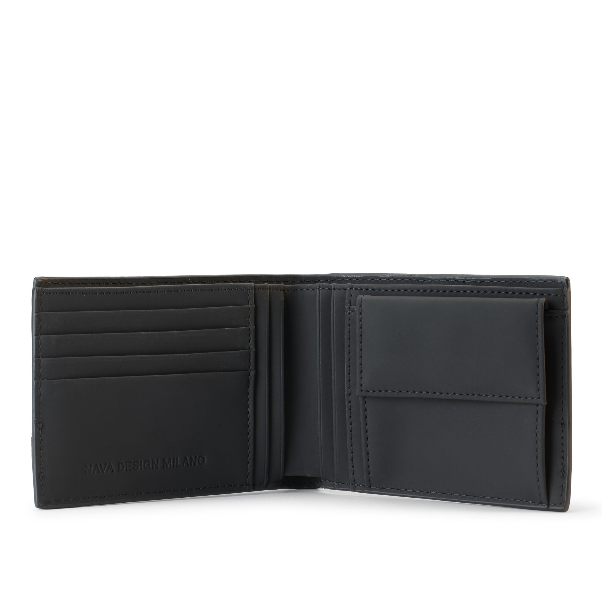 EASY ADVANCE LEATHER PORTAFOGLIO IN PELLE 4 TASCHE PORTA CC E PORTAMONETE CON RFID NERO NOTTE