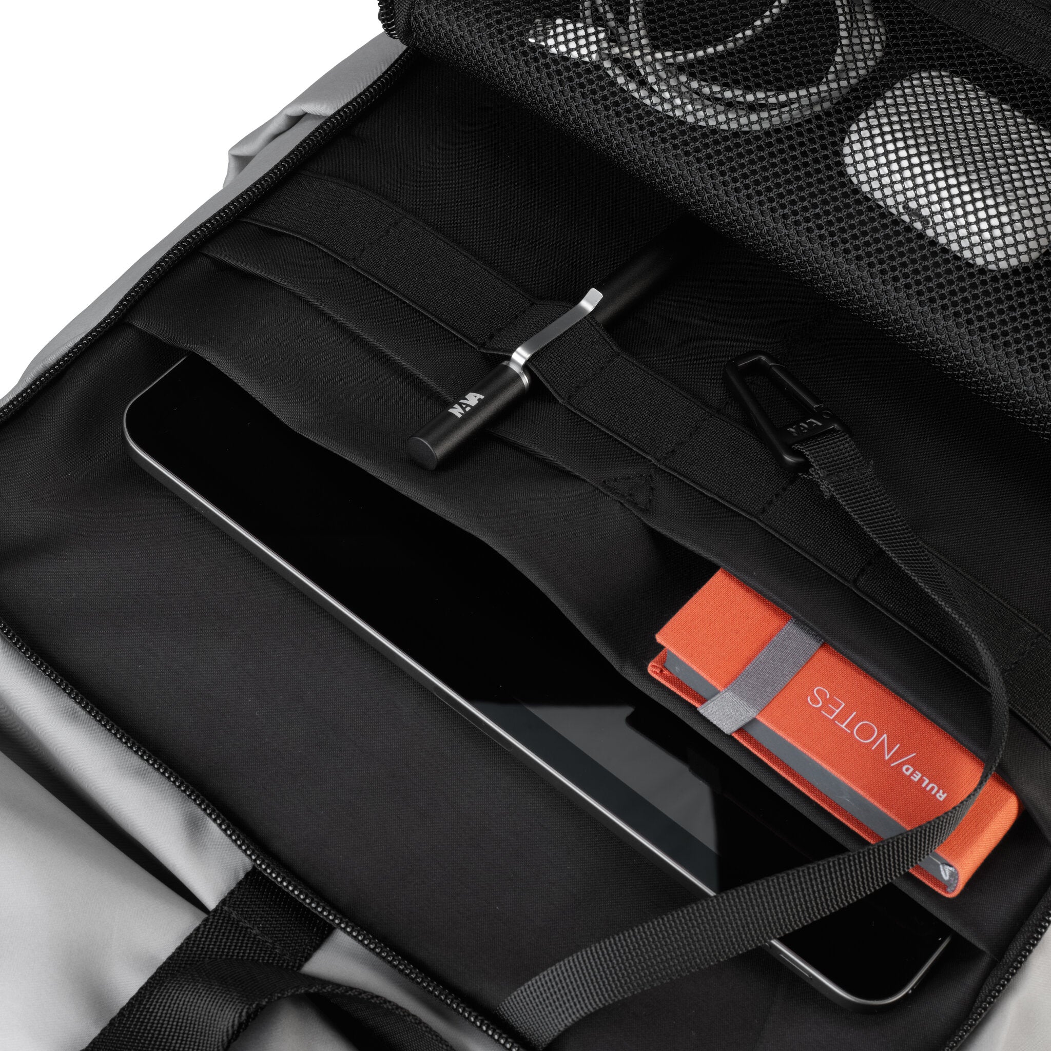 EXPLORER ZAINO ROLLTOP 1 COMPARTO CON TASCHE E FIBBIE DI SICUREZZA GRIGIO CHIARO