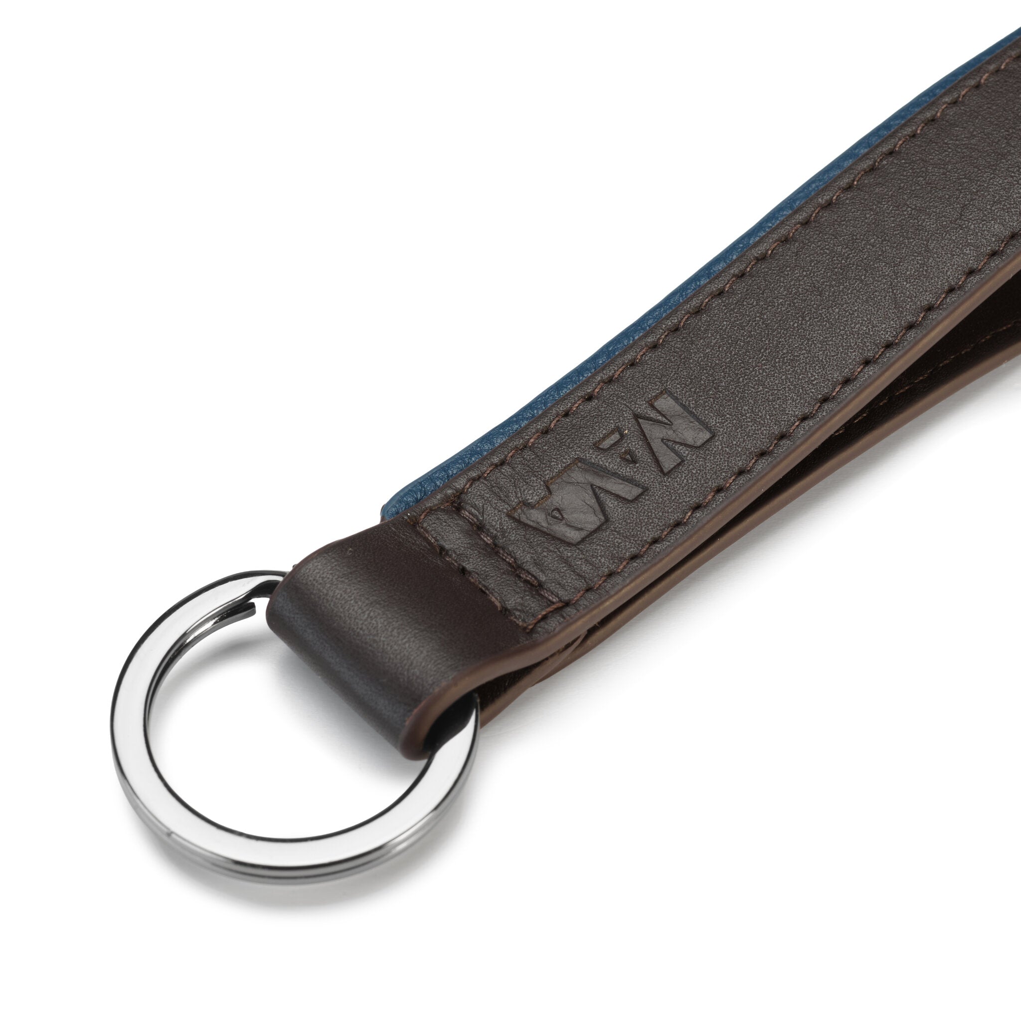 METRO PORTACHIAVI IN PELLE MARRONE/BLU