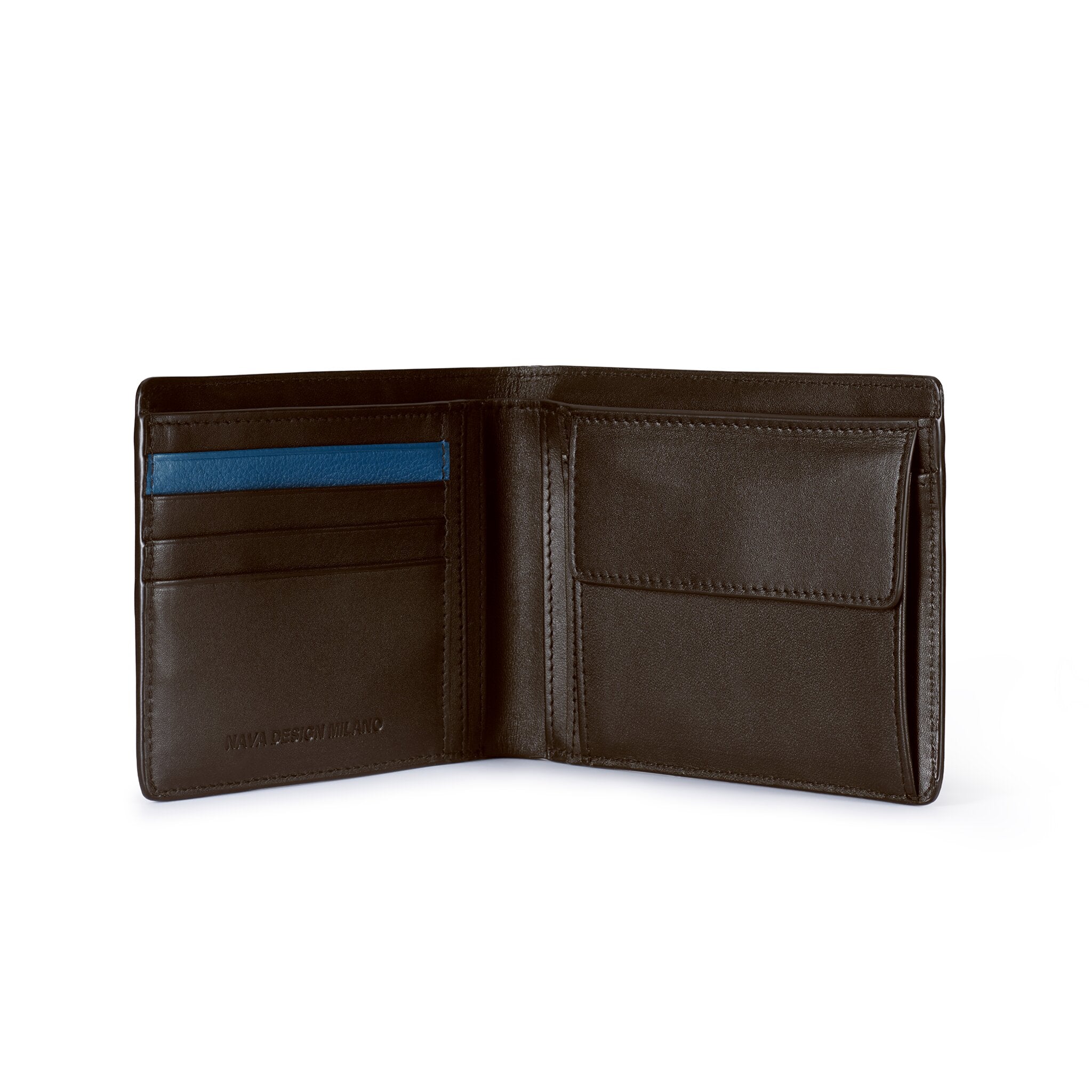 METRO WALLET 4 POCKETS CARD HOLDER AND COIN PURSE WITH RFID BROWN/BLUE