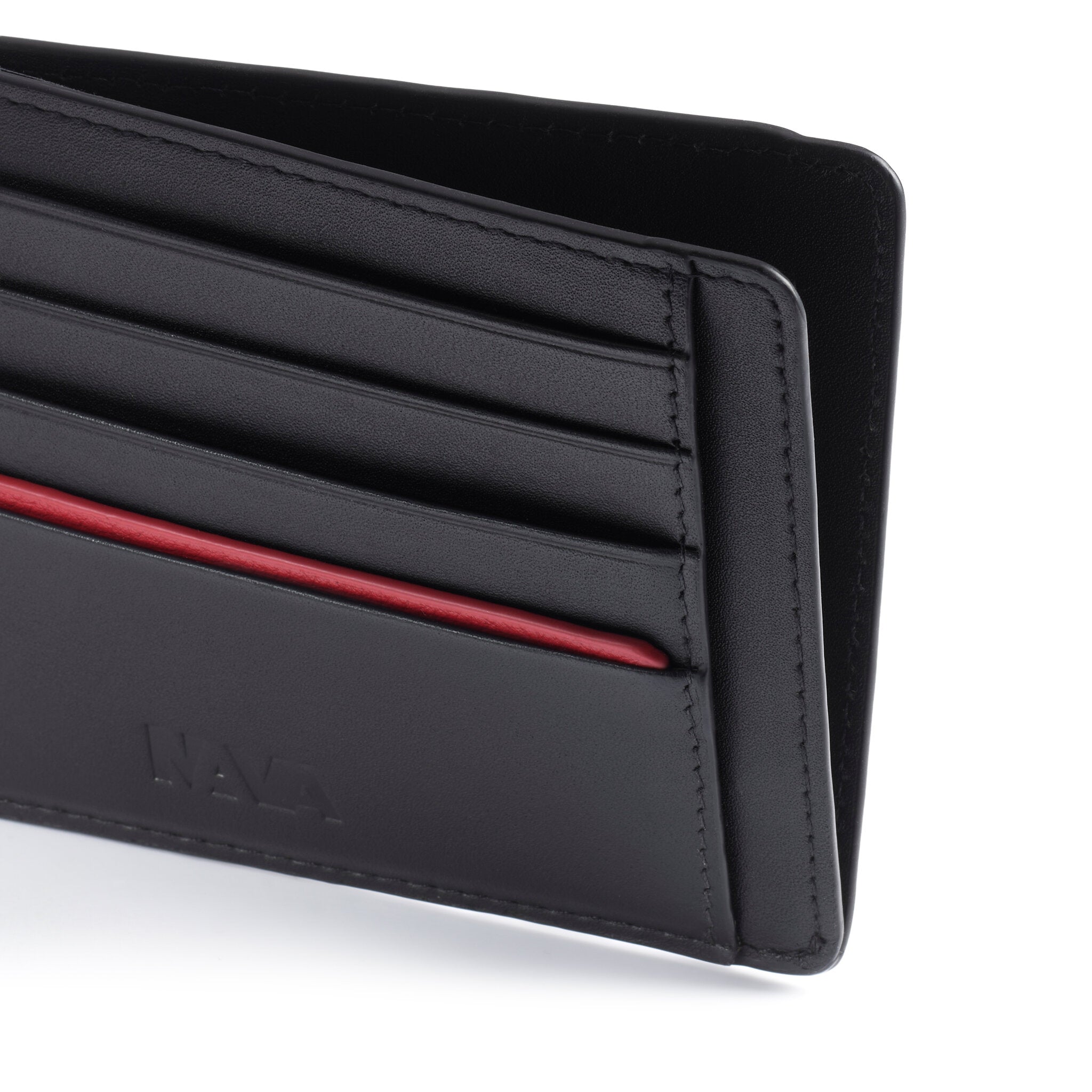 METRO PORTADOCUMENTI E PORTA CARTE DI CREDITO, 6 TASCHE PORTA CC CON RFID NERO/RED