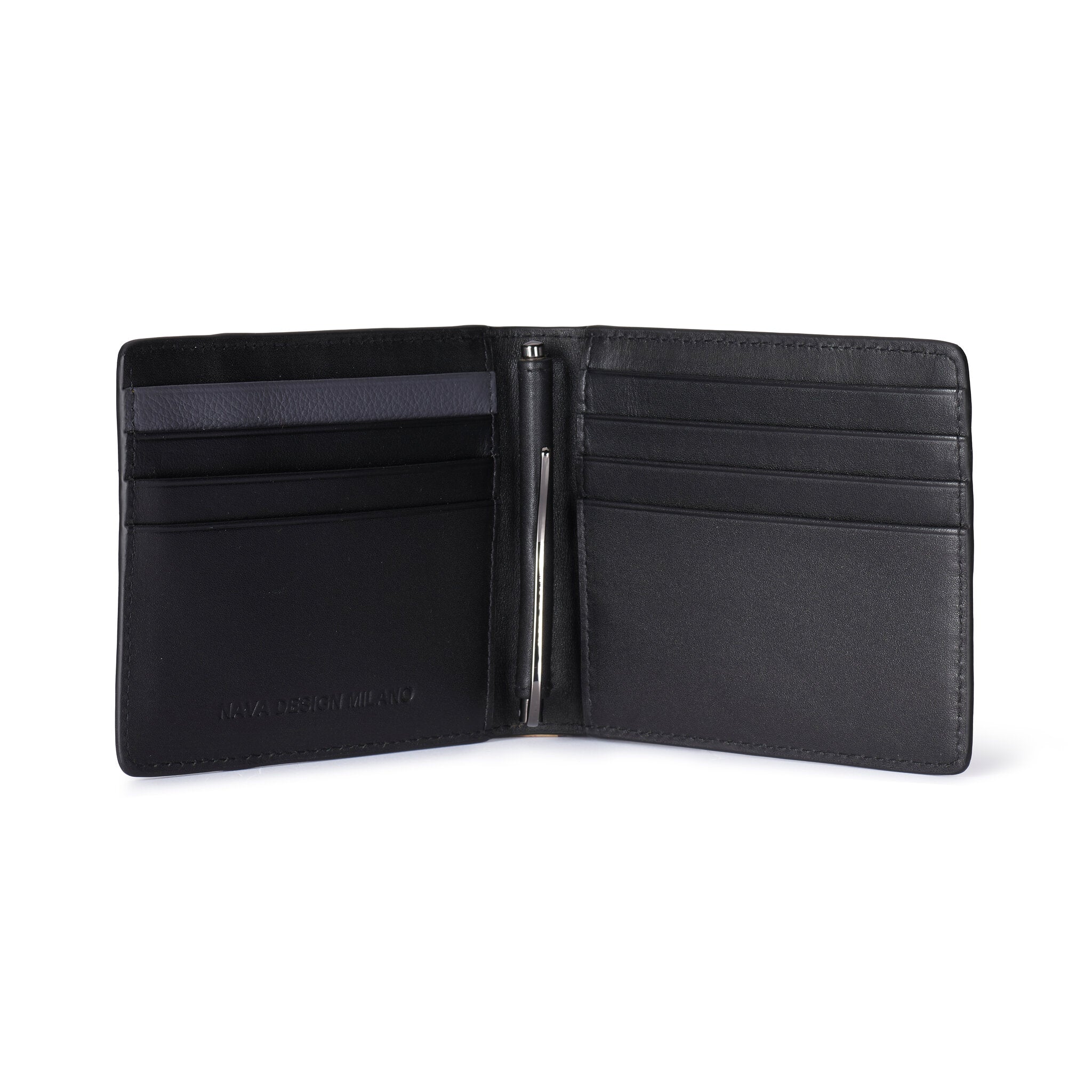 METRO PORTAFOGLIO 8 TASCHE PORTA CC E CLIP FERMA SOLDI CON RFID NERO/GREY