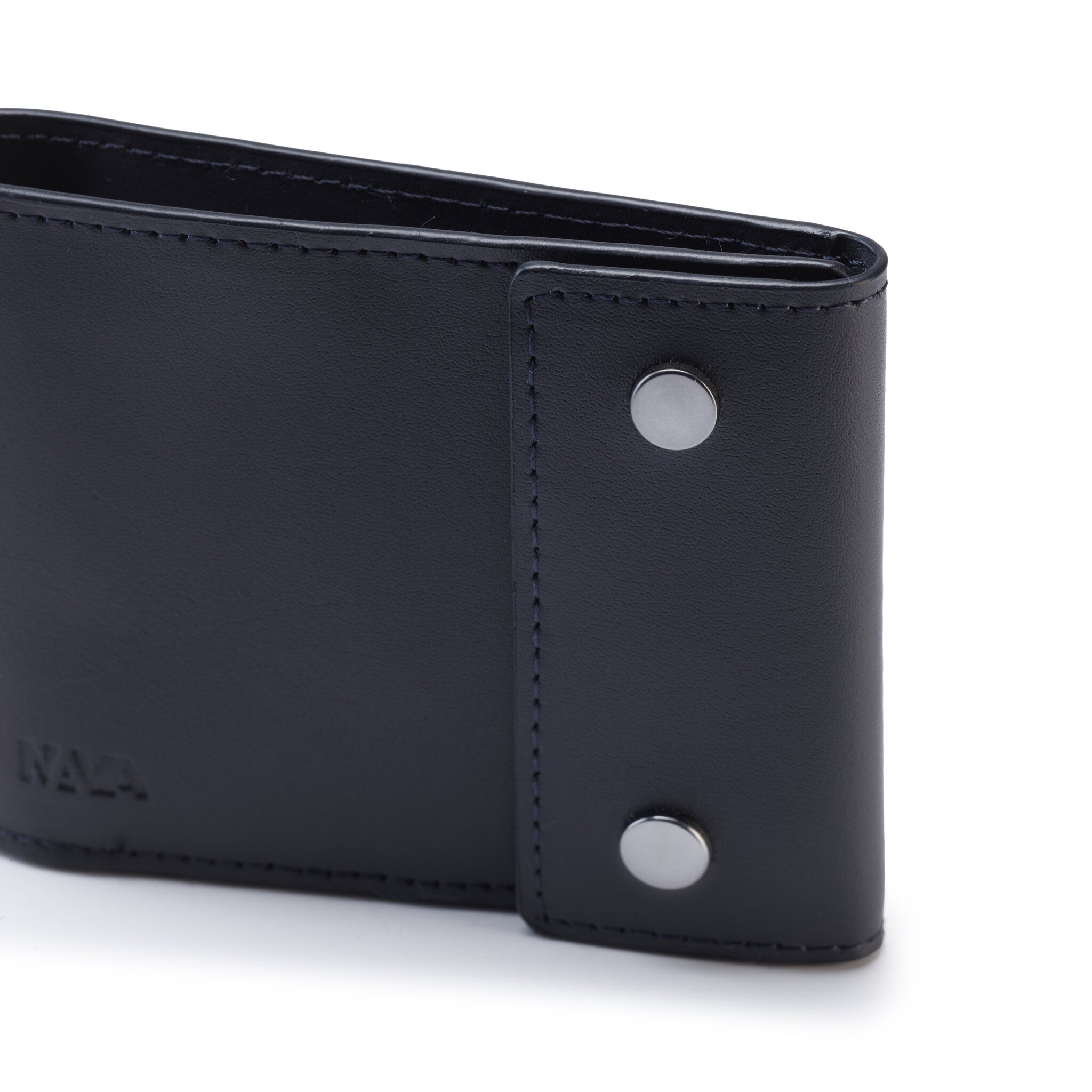 METRIC PORTAFOGLIO IN PELLE CON BOTTONI, 6 CC E SCHERMATURA RFID BLU