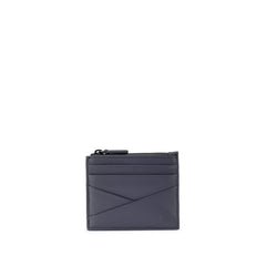 METRIC PORTA CARTE DI CREDITO IN PELLE CON 6 CC, PORTAMONETE E SCHERMATURA RFID BLU