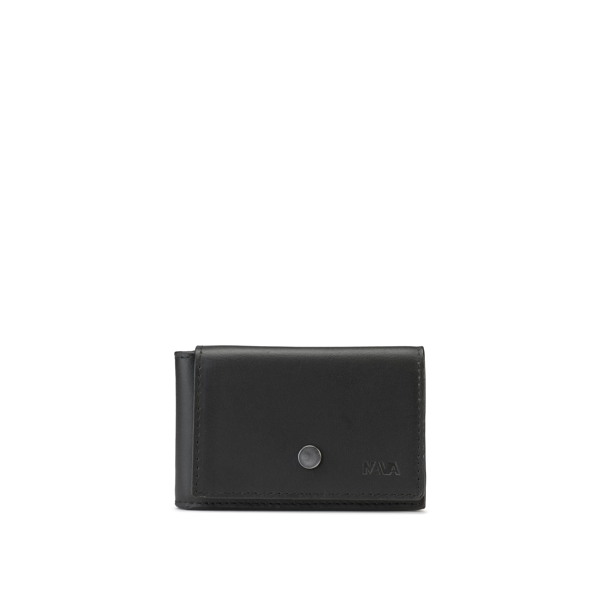 METRIC PORTA CARTE DI CREDITO IN PELLE CON PATELLA E BOTTONE, 6 CC E SCHERMATURA RFID NERO