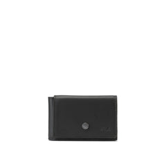 METRIC PORTA CARTE DI CREDITO IN PELLE CON PATELLA E BOTTONE, 6 CC E SCHERMATURA RFID NERO