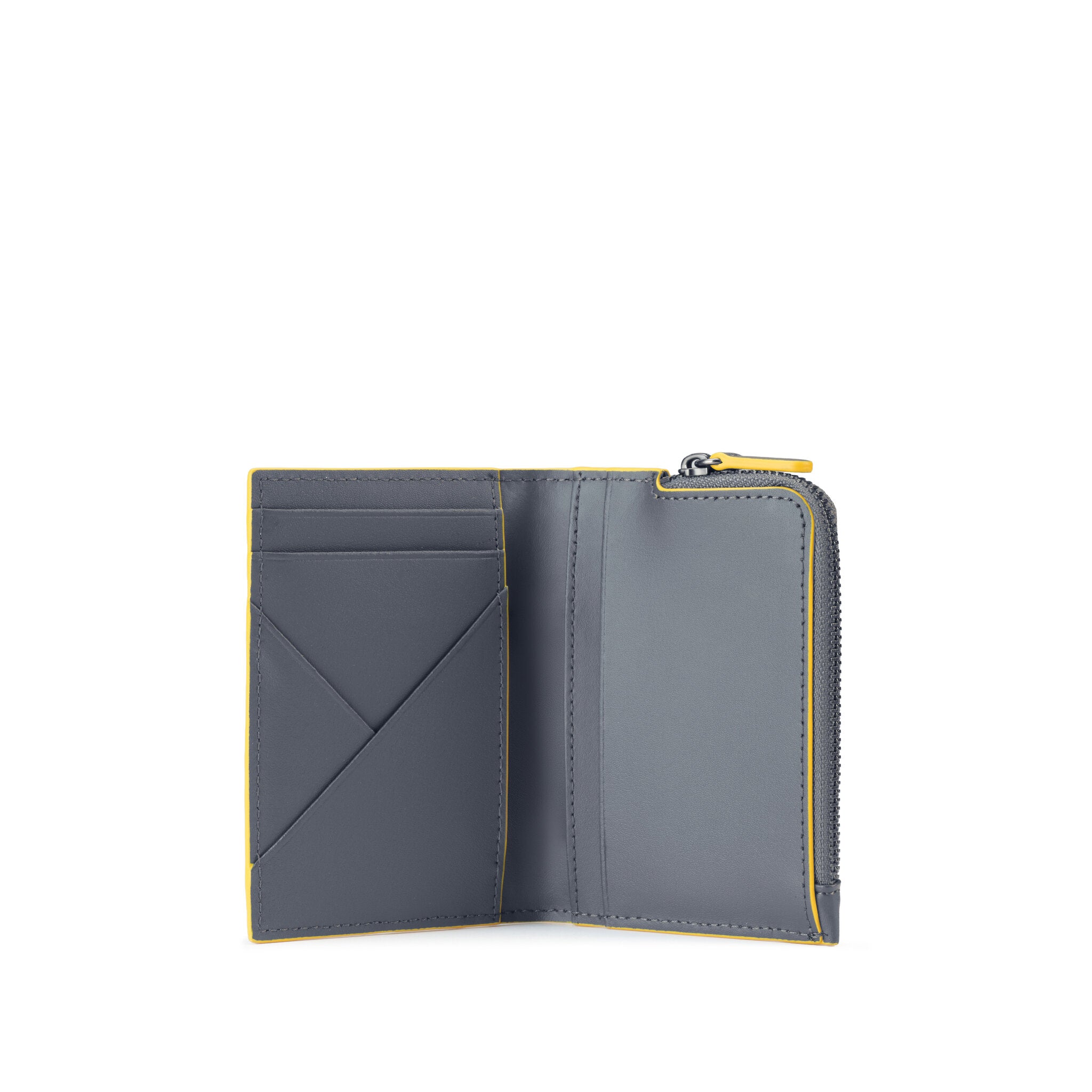 METRIC PORTA CARTE DI CREDITO IN PELLE CON 6 CC , PORTAMONETE E SCHERMATURA RFID GREY/YELLOW