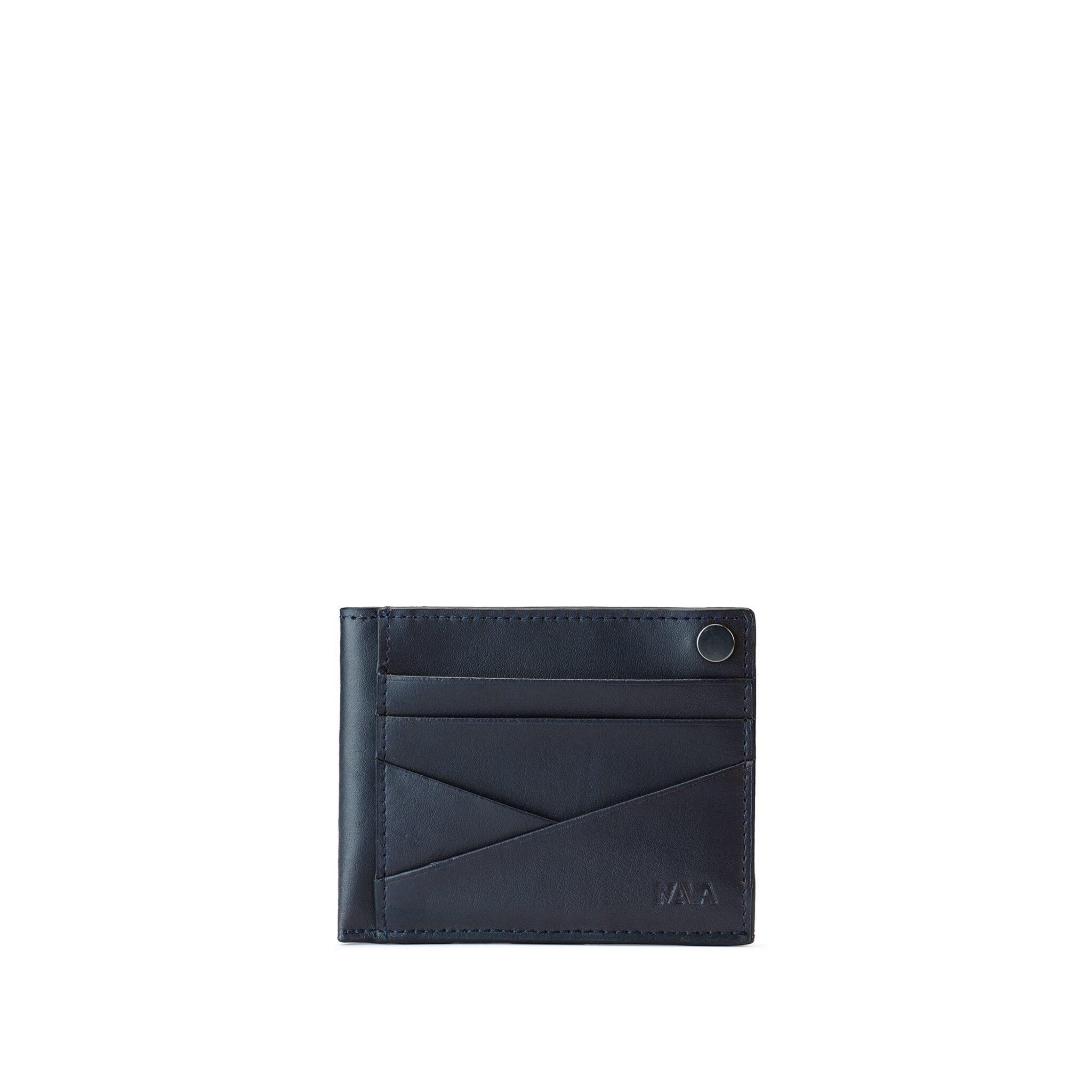 METRIC LEATHER CREDIT CARD HOLDER WITH BUTTON CLOSURE, 7 CC AND RFID SHIELDING, STELLAR BLUE