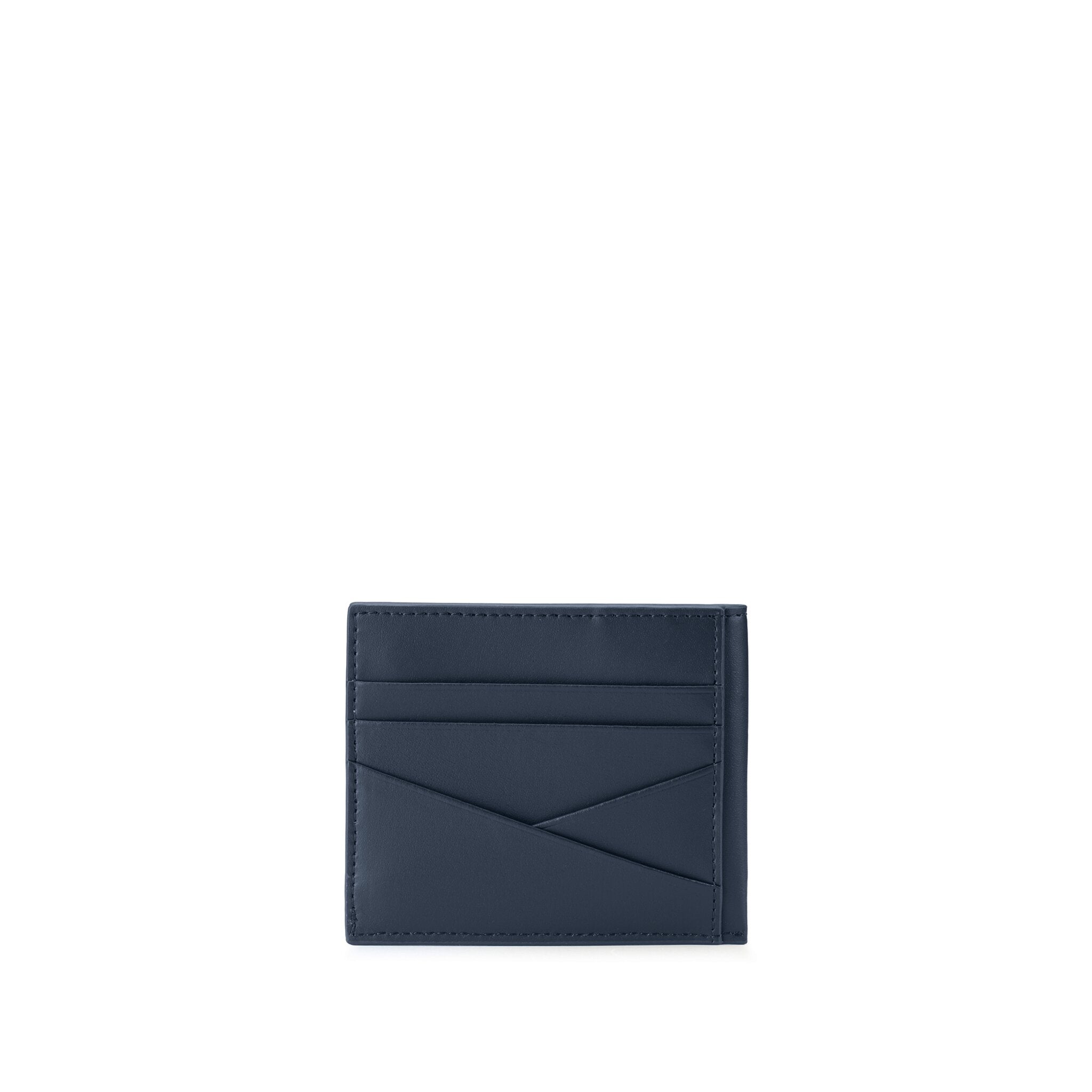 METRIC LEATHER CREDIT CARD HOLDER WITH BUTTON CLOSURE, 7 CC AND RFID SHIELDING, STELLAR BLUE