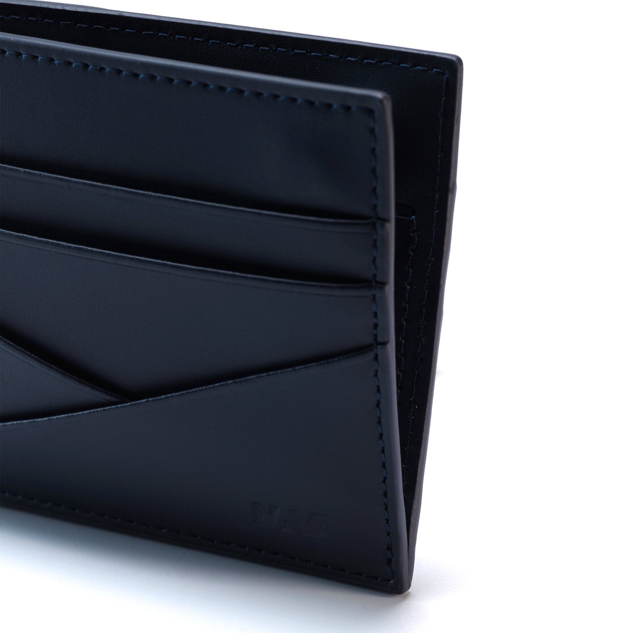 METRIC LEATHER CREDIT CARD HOLDER WITH BUTTON CLOSURE, 7 CC AND RFID SHIELDING, STELLAR BLUE