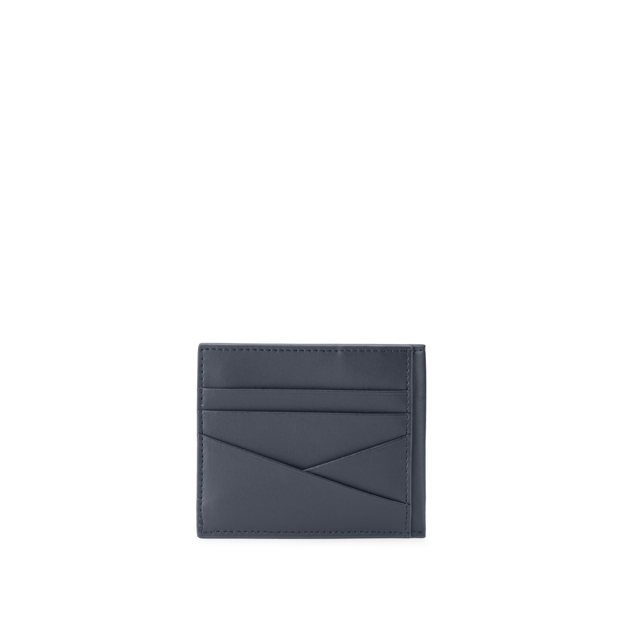 METRIC PORTA CARTE DI CREDITO IN PELLE CHIUSO CON BOTTONE, 7 CC E SCHERMATURA RFID BLU