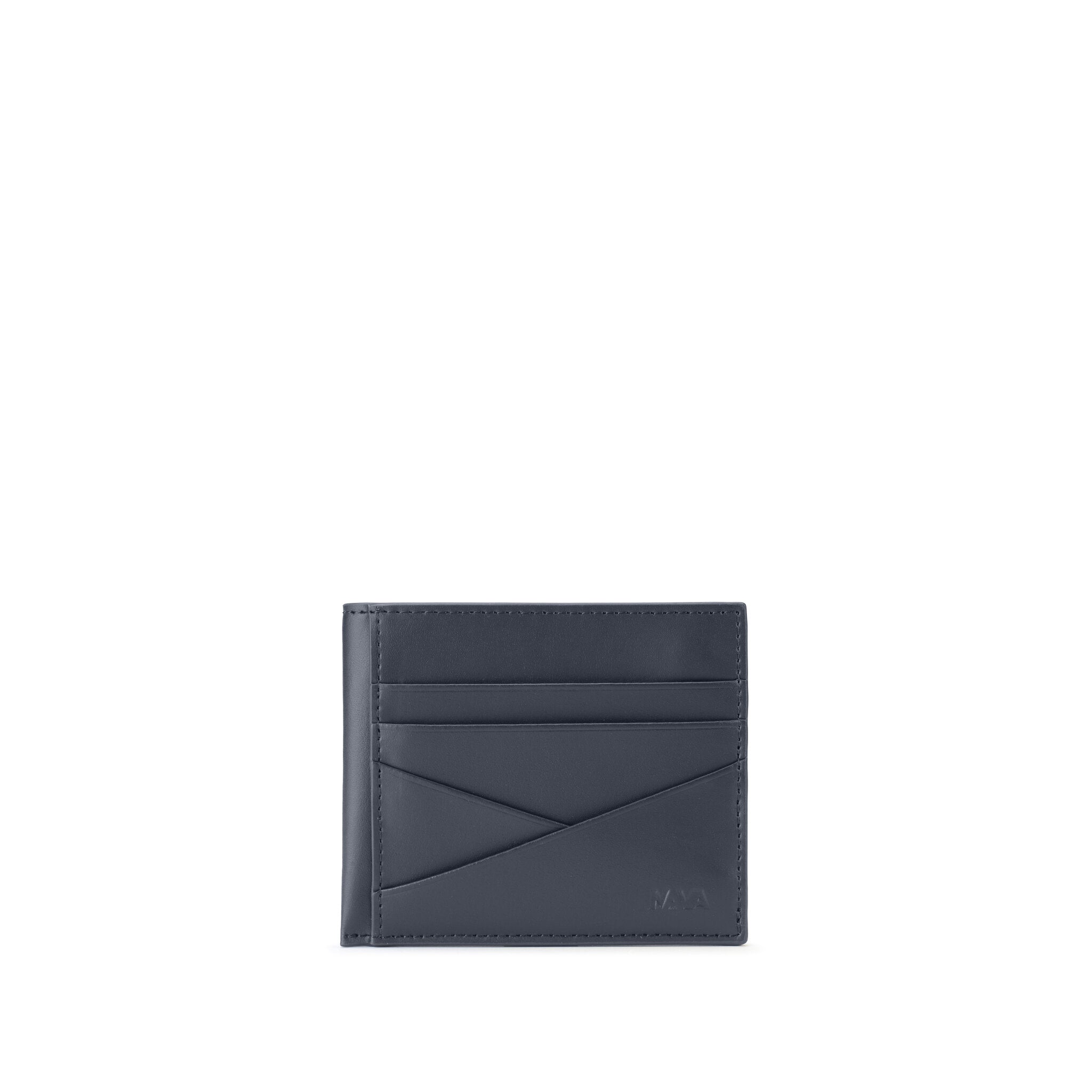 METRIC PORTA CARTE DI CREDITO IN PELLE CHIUSO CON BOTTONE, 7 CC E SCHERMATURA RFID BLU