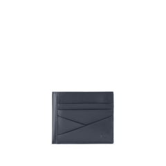 METRIC PORTA CARTE DI CREDITO IN PELLE CHIUSO CON BOTTONE, 7 CC E SCHERMATURA RFID BLU