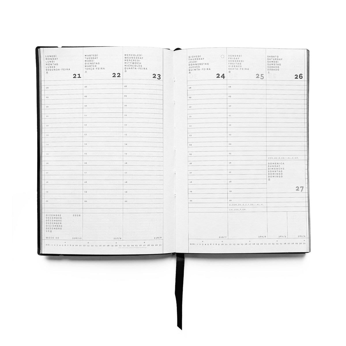 AGENDA SETTIMANALE NAVA QUADRA 2027 SMALL NERA ROSSO