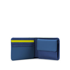 TWIN COLORS SLIM MEN'S WALLET WITH 4 CC AND COIN PURSE BLUE/LIME