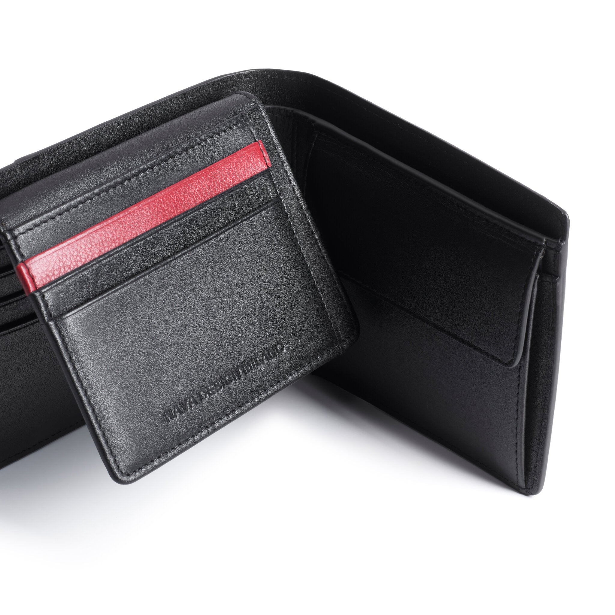 METRO PORTAFOGLIO 7 TASCHE PORTA CC PORTAMONETE 2 COMPARTI CON RFID NERO/RED